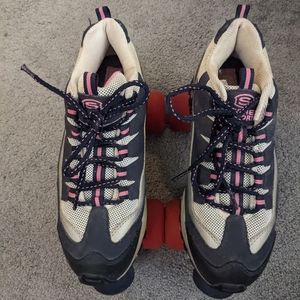 Skechers 4 Wheelers Sneaker Roller Skates Women size 8.5 Navy/Pink